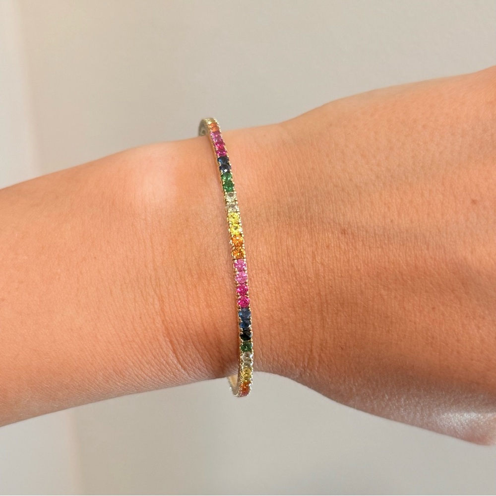 14k Gold Tsavorite & Sapphire Bracelet